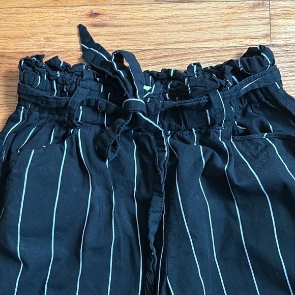 Paper Bag Striped Tie High Rise Cotton Pants - Picture 3 of 9